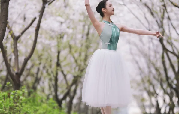 Beautiful, Asian, Model, Flowers, Street, Dance, Woman, Cute