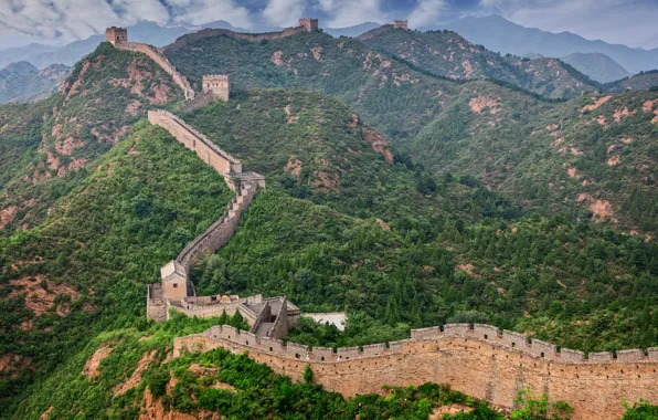 Картинка пейзаж, горы, природа, China, Китай, великая китайская стена, Great Wall