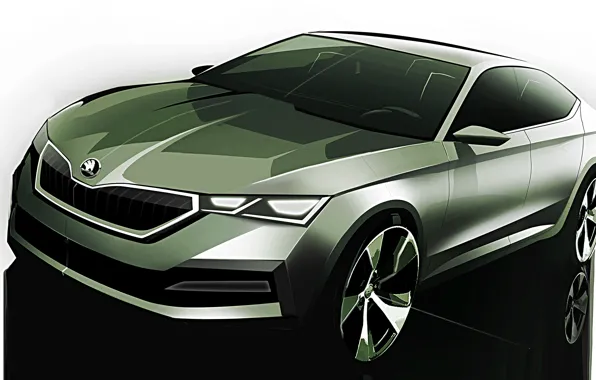 Картинка рисунок, эскиз, седан, скетч, Škoda, Skoda, Octavia, 2020