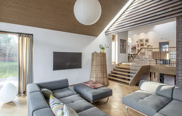Вилла, интерьер, Дания, гостиная, Denmark, Aarhus, by C.F. Møller Architects, Villa E
