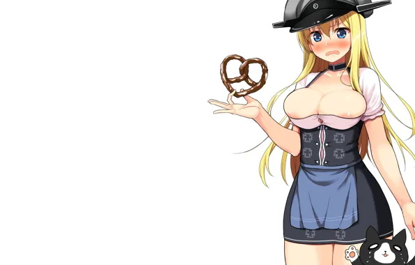 Girl, sexy, cleavage, long hair, dress, boobs, anime, blue eyes