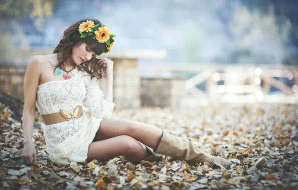 Девушка, поза, фон