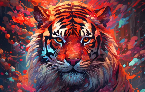 Картинка tiger, art, animal, spray, muzzle