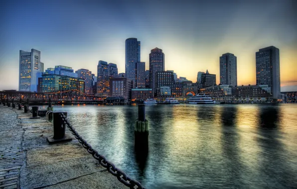 Картинка река, набережная, Бостон