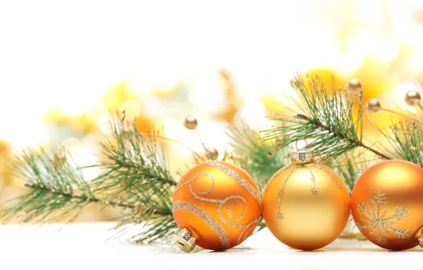 Картинка шарики, игрушки, елка, ветка, Новый Год, Рождество, ёлка, Christmas