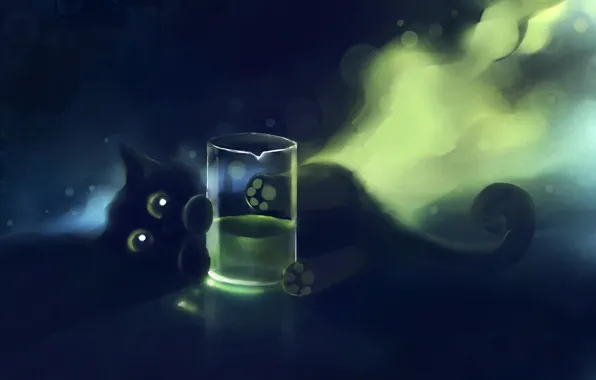 Картинка кот, стакан, котенок, apofiss