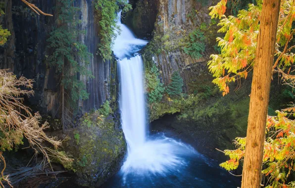 Waterfall, Осень, природа, водопад, скалы, nature, autumn