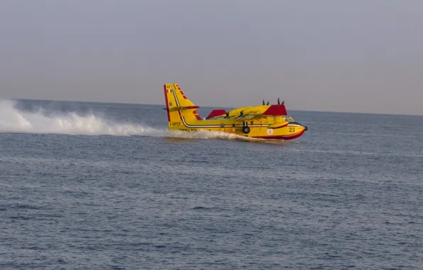 Картинка море, самолёт, гидроплан