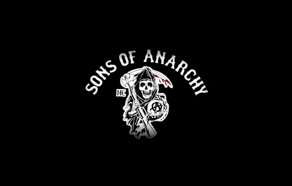 Картинка смерть, оружие, логотип, коса, сериал, sons of anarchy