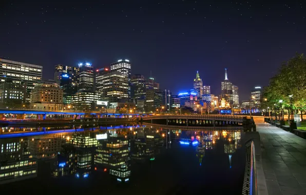 Картинка ночь, Австралия, night, Melbourne, Downtown, Australia, Мельбурн