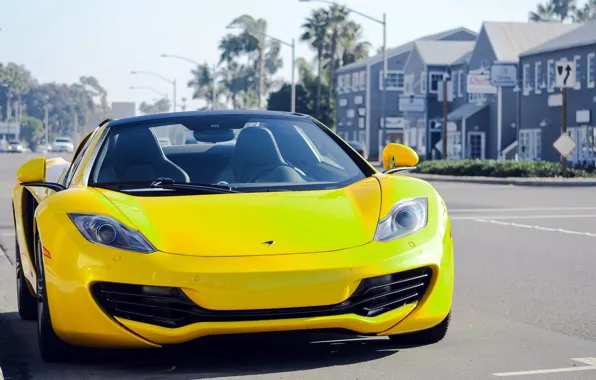 Картинка McLaren, MP4-12C, Yellow, Spider