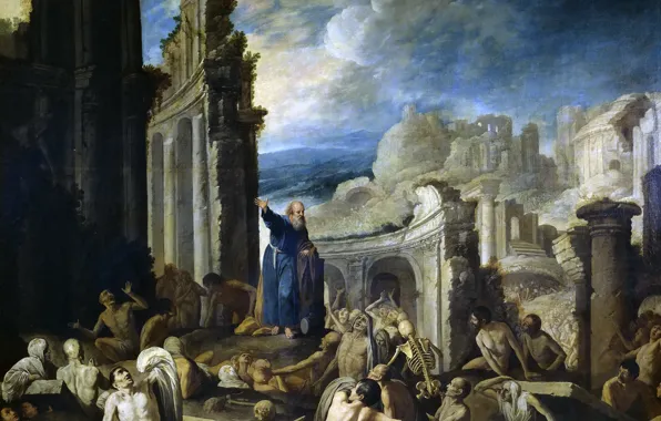 Картинка картина, религия, мифология, Видение Иезекииля Воскресения Умерших, Francisco Collantes