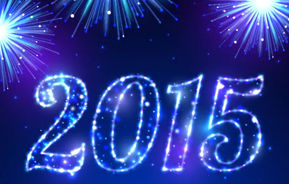 Картинка салют, Новый Год, blue, New Year, fireworks, Happy, sparkle, 2015