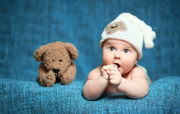 Картинка взгляд, ребенок, мишка, Baby, bear, младенец, teddy, Cute