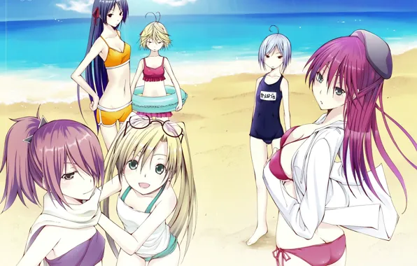 Girl, game, beach, sky, anime, cloud, pretty, sand