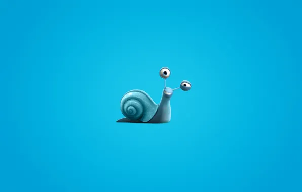 Картинка улитка, минимализм, синий фон, Turbo, Турбо, snail
