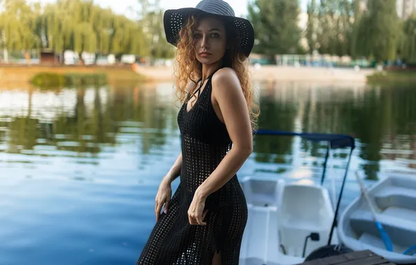 Девушка, милая, модель, Обои, Платье, Лифчик, шатенка, Трусики