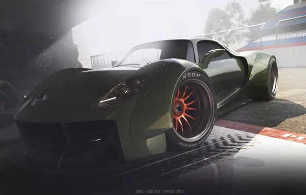 Concept, Porsche, Car, Race, Front, 918, Wheels, Garage