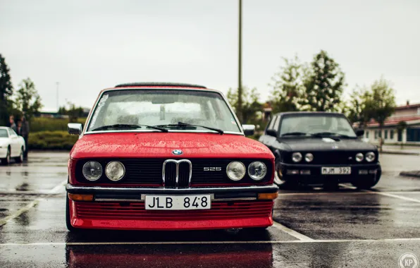 Картинка две, бмв, BMW, черная, красная, tuning, stance, 525