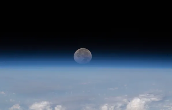 Earth, space, moon