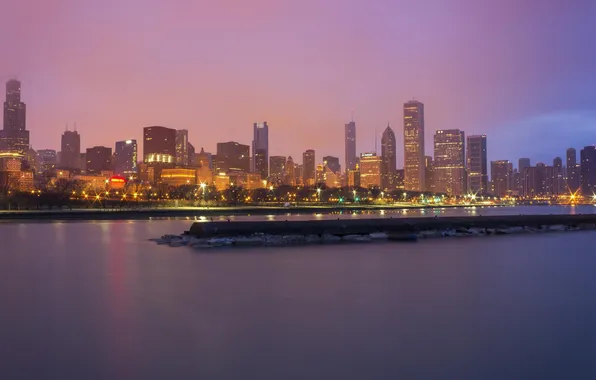 Картинка небоскребы, Чикаго, панорама, USA, Chicago, мегаполис, illinois