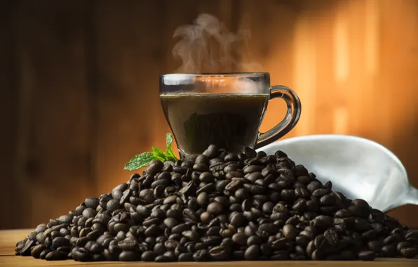 Картинка кофе, зерна, чашка, hot, cup, beans, coffee
