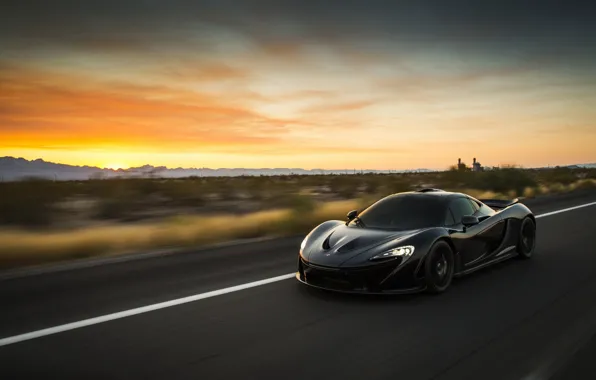 Car, авто, суперкар, black, в движении, макларен, McLaren P1