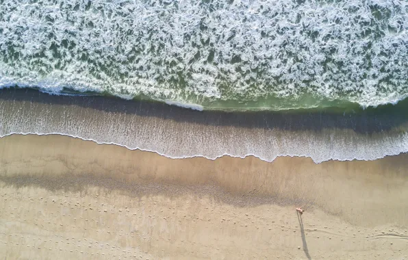 Waves, beach, sea, morning, sunrise, dawn, seaside, shadow
