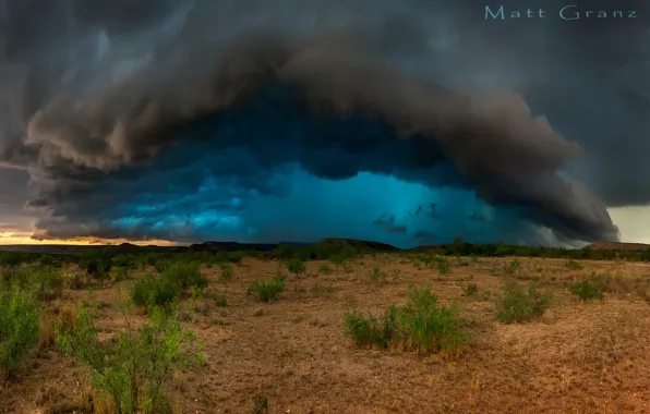 Тучи, шторм, пустыня, США, Техас
