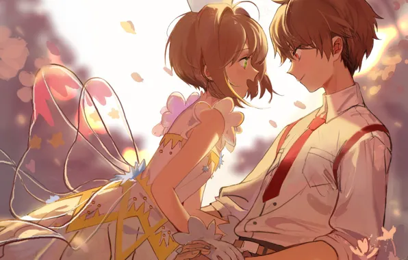 Девушка, аниме, арт, парень, двое, Card Captor Sakura, Сакура собирательница карт