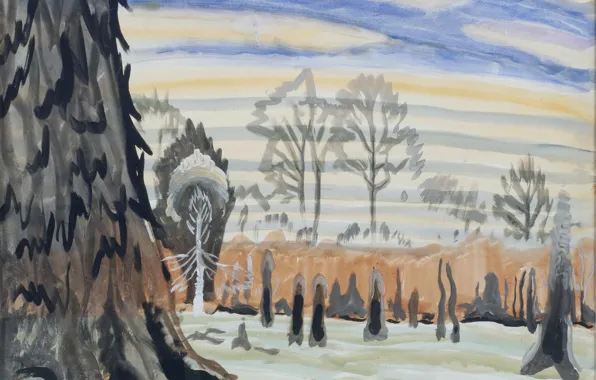 Картинка March 4, 1917, Charles Ephraim Burchfield, Spring Sunset in the Woods