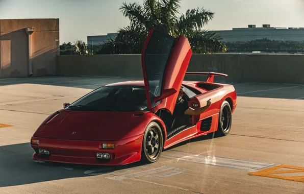 Lamborghini, Red, Diablo, Door up