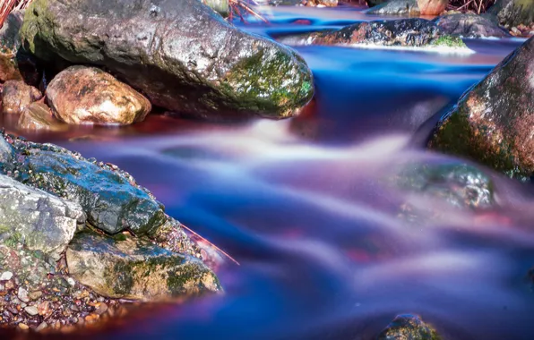 Картинка река, ручей, камни, поток