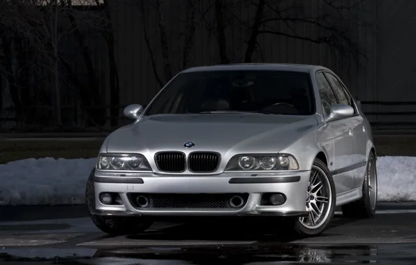 Картинка BMW, Carbon, Snow, E39, Silver, Asphalt