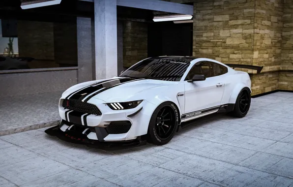 Mustang, Ford, Shelby, Авто, Белый, Машина, Ford Mustang, Рендеринг