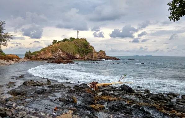 Море, Маяк, Скала