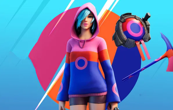 Девушка, стиль, Fortnite, яркий цвет