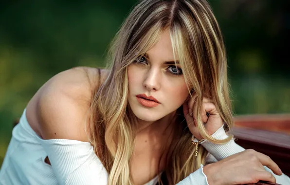 Картинка girl, Model, long hair, photo, blue eyes, lips, face, blonde