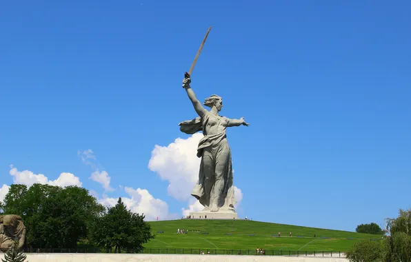 Скульптура, Спереди, Память, Волгоград, Volgograd, Мамаев курган, Mamayev Kurgan, Родина-мать зовет