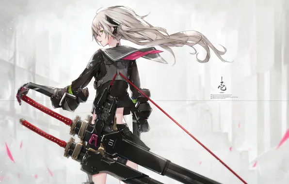 Картинка девушка, оружие, аниме
