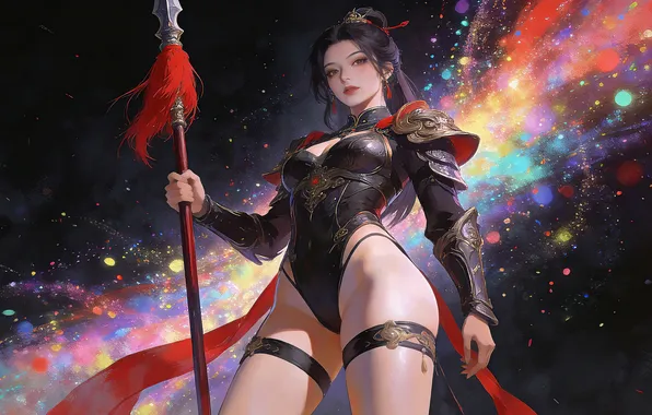 Картинка girl, brunette, asian, spear, ai art