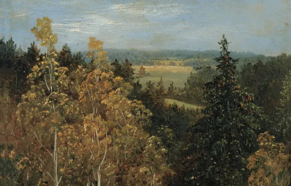 Деревья, природа, картина, долина, Карл Густав Карус, Лесной Пейзаж