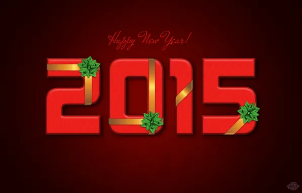Ленты, праздник, новый год, бант, красный фон, 2015