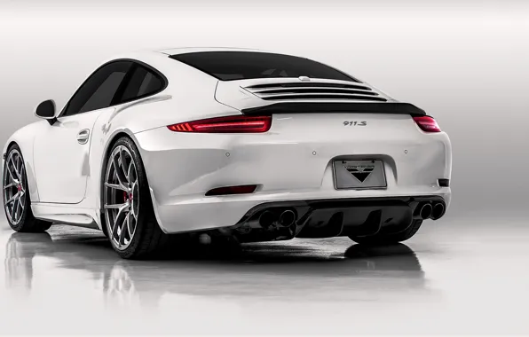911, Porsche, сзади, белая, порше, каррера, 2015, Carrera 4S