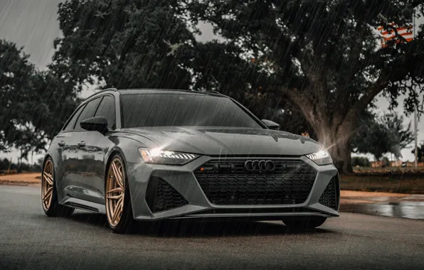 Картинка RS6, VAG, Avant, Vagon, Water, Gray, Audi, Rain