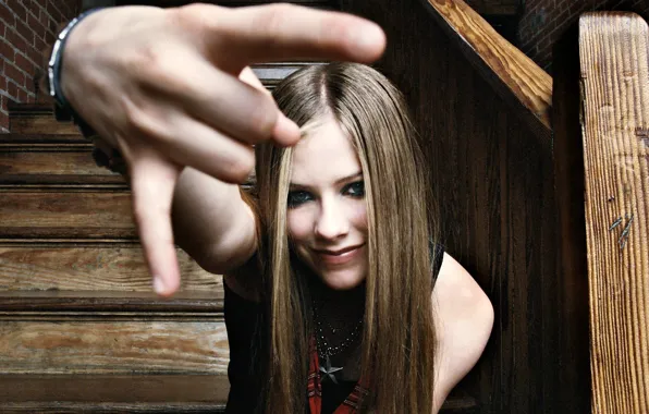 Wallpaper, avril lavigne, 2002, stairs