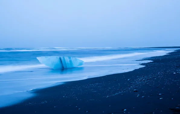 Картинка море, берег, Исландия, льдины