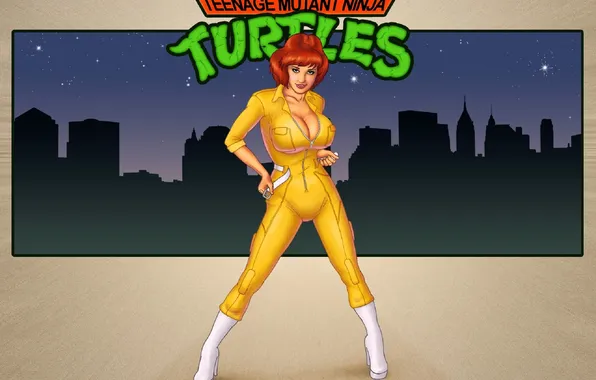 Девушка, город, игра, костюм, Teenage Mutant Ninja Turtles, April O'Neil, репортер