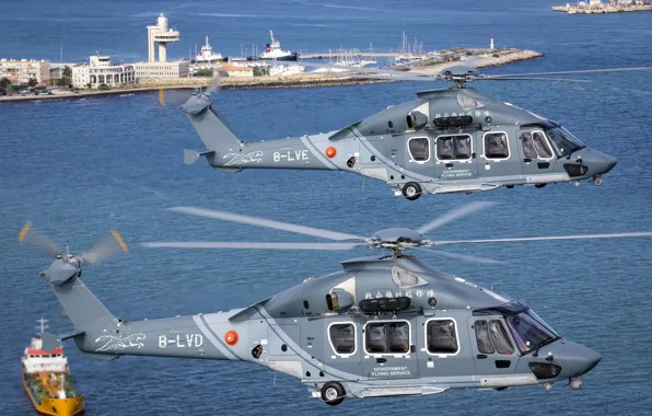 Гонконг, Порт, Вертолет, Корабли, Airbus, Airbus Helicopters, Airbus Helicopters H175, H175