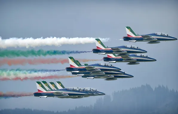 Red, Green, White, Austria, Italian, Airshow, Airplanes, Frecce Tricolori